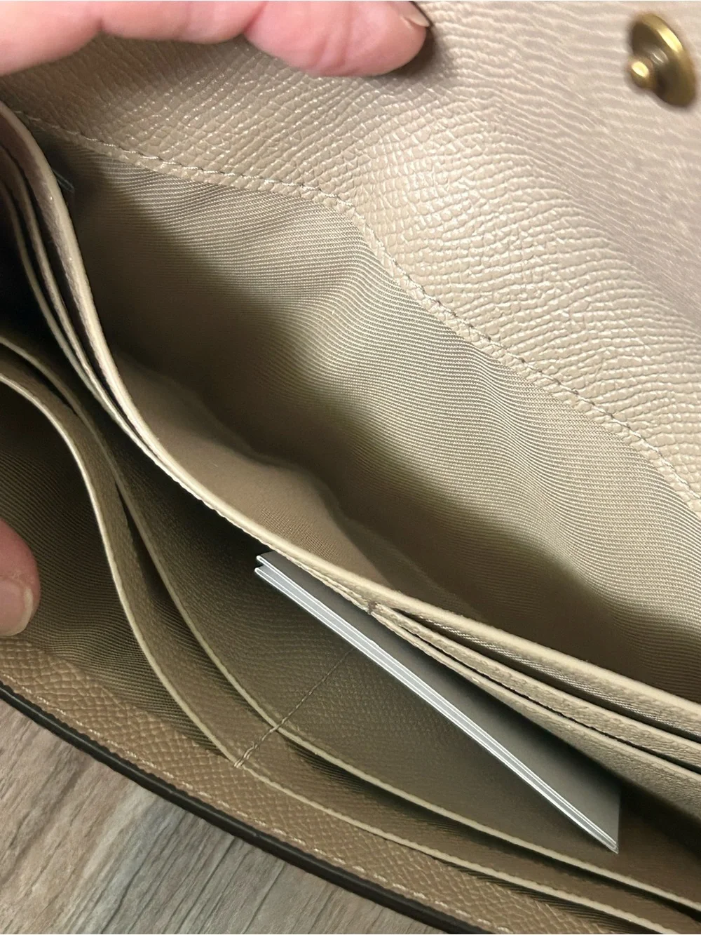 Coach Wyn Soft Wallet in Metallic Gold Crossgrain Leather